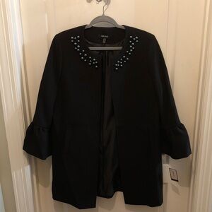 Nine West Black Jacket with Embellished Neckline